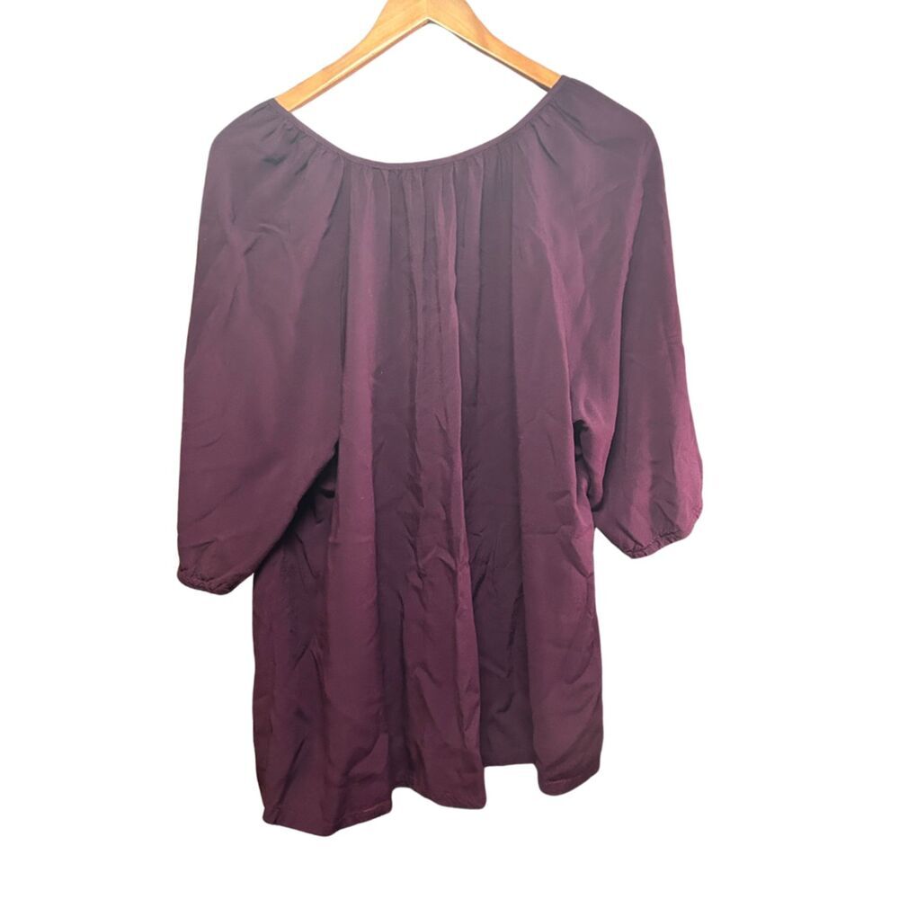 Ellos Maroon Tie Neck Blouse Size 1X - Picture 3 of 6